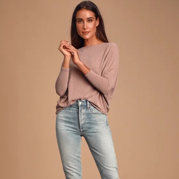 Lulus Basics Verla Rusty Rose Dolman Sleeve Sweater Top Pink - Size M - Picture 3 of 4